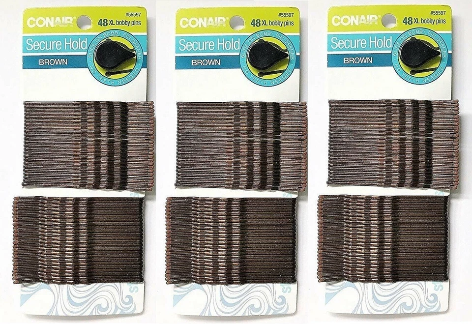 3 Pack- Conair Secure Hold XL Brown Bobby Pins, 48 Ct. - Image 1 of 1