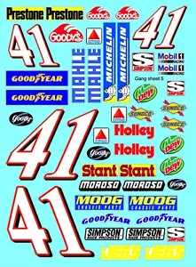 WHITE VINYL RACING #41 Citgo- Sticker Gang SHEET 5-R/C MODEL Decals 1/12 -1/10th - Picture 1 of 10