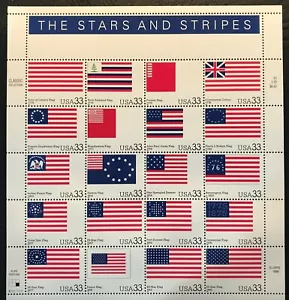 2000 - 33¢ - Scott #3403 a-t - STARS AND STRIPES - Full Sheet of 20, Mint NH - Picture 1 of 1