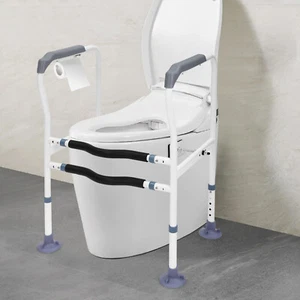 Toilet Safety Rail Bathroom Safety Frame for Elderly Grab Bar Support Adjustable - Picture 1 of 23