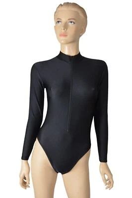 Badeanzug Active Sport Damen lange Ärmel Kragen Reißverschluss vorne Surf Body - Bild 1 von 4