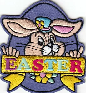 EASTER Iron On Patch Holiday Bunny Religious - Picture 1 of 1