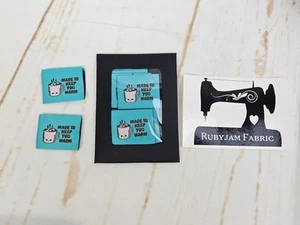 Made to keep you warm, cute sew-in woven clothing labels by Rubyjam Fabric - Picture 1 of 3