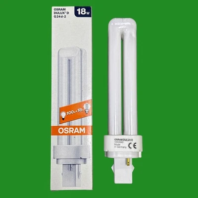 2x 18W OSRAM G24d-2, 2 pin, 840 4000K Low Energy CFL Light Bulb PL PLC Lamp - Image 1 of 3