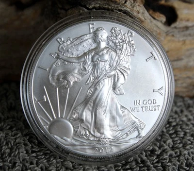 American Silver Eagle BU 2012 1 OZ plata fina Foto 1 de 2