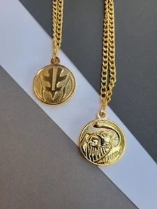 White Power Coin Necklace Double-Sided Gold Legacy Ranger Morpher Tiger Falcon - Picture 1 of 6