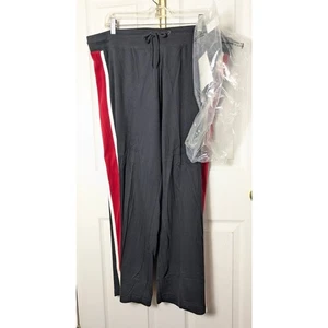 NEW All American Comfort 1X  Sweatpants Lounge Pants Drawstring Sporty Black Red - Picture 1 of 4
