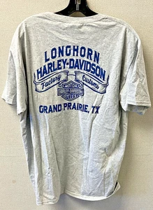Harley Davidson Longhorn Factory Customs Gray Grand Prairie Texas T-Shirt NWT - Picture 1 of 4