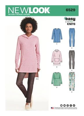 NEW LOOK 6529 MISSES' KNITS TUNICS & LEGGINGS Easy Sewing Pattern  Sizes XS-XL - Image 1 of 4