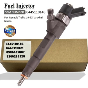 Diesel Injector For Renault Trafic 1.9dCi Vauxhall Nissan 8200238528 0445110146 - Picture 1 of 11