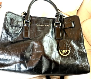 Michael Kors Black Embossed Satchel - Picture 1 of 8
