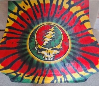 New Rasta Steal Your Face Grateful Dead Skull Thick Fleece Throw Gift Blanket - Image 1 of 3