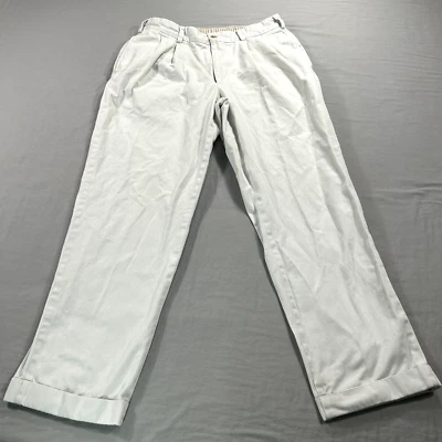 VINTAGE Bills Khakis Pants Mens 35x30 Ivory Pleated Straight Cuffed Made In USA - Image 1 of 4
