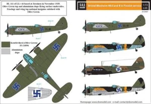 S.B.S Model Decal 1/72 Bristol Blenheim Mk.I-II in Finnish service - D72007 - Imagen 1 de 3