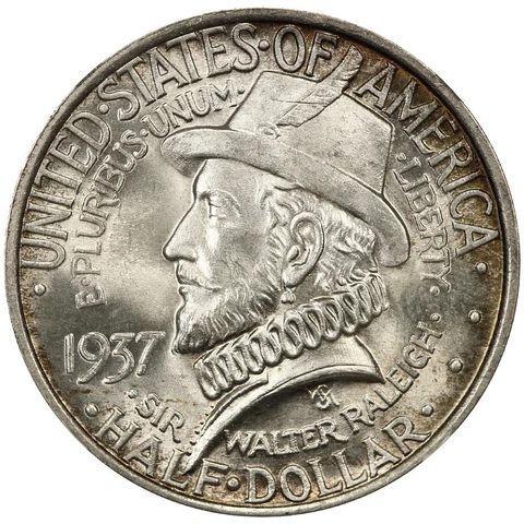 1937 Silver 50c Half Dollar Roanoke NGC MS 66 Cover