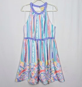 Modcloth sz. 1X Behold the Blogger Rainbow Striped Floral Colorful Dress Bold - Picture 1 of 15