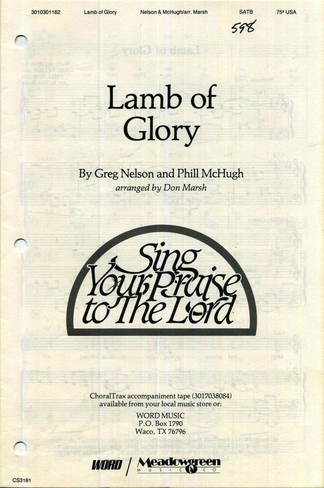 Lamb of Glory SATB Sheet Music with Piano Accompaniment and Guitar Chords - Image 1 of 1