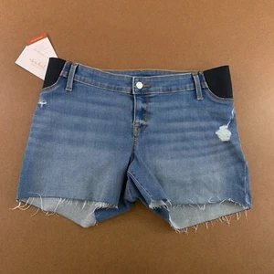 Isabel Maternity Womens Size 10 Medium Wash Under Belly Midi Jean Shorts NWT - Picture 1 of 9