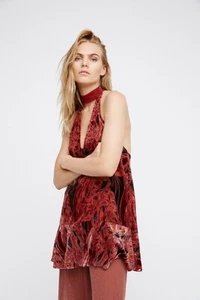 Nuova con etichette $128: Free People Lady Love tunica/abito stampa floreale rosso taglia: M - Foto 1 di 10