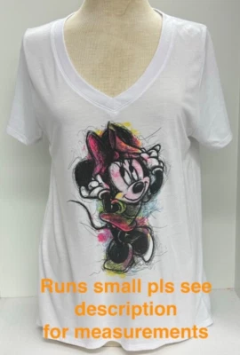 Disney Minnie Mouse Women’s Graphic Print Poly/Rayon  Minnie T-Shirt Sz XL - Imagem 1 de 3