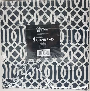 Set of 4 Same Chair Cushion Pads w/ties,16x16" Square, BLACK & WHITE DESIGN, CV - Picture 1 of 12