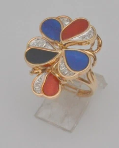 14k yellow gold flower ring cluster diamond ring preowned size 6.75 R1 lot - Picture 1 of 11