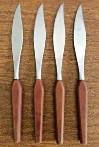 Mid Century Fleetwood Design Stainless Canoe Muffin-Style Steak Knife Set of 4
