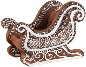 Clayre Eef Weihnachtsdekorationsfigur Schlitten Lebkuchenoptik 20x12x15 cm Braun - Bild 1 von 4