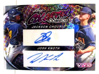 2023 Leaf Vivid Colorful Combos Jackson Chourio-Josh Knoth Dual Autographs 1/9 - Image 1 of 2
