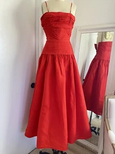 Vintage 80s ROSE TAFT COUTURE Red Evening Gown Dress READ CONDITION - Picture 1 of 12