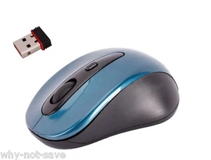 Blaue kabellose optische Maus mit Mini USB Empfänger für Dell Toshiba Apple Laptop - Bild 1 von 2