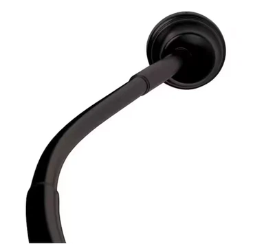 Zenna Home NeverRust 50" a 72" Curvado Doble Montaje Cortina de Ducha Negro Mate Foto 1 de 4