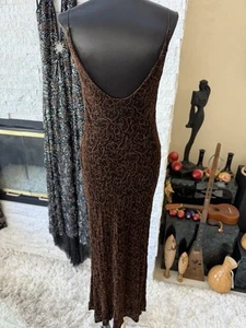 CARMEN MARC VALVO WOMENS SIZE 2 BRN BEADED SPAGHETTI STRAP SILK BLEND DRESS NWOT - Picture 1 of 24