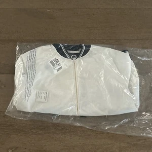 NWT Lands' End Sz Large White Squall Varsity Jacket Lightweight Preppy Navy Trim - Picture 1 of 7