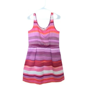 Ann Taylor LOFT Tank Dress 10 Womens Mini Multicolor Striped Sleeveless V Neck - Picture 1 of 6