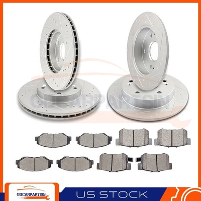 Front + Rear Brake Disc Rotors And Ceramic Pads Slotted For 2014-2015 Acura ILX Foto 1 de 2