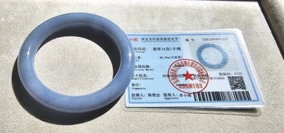 Certified  Natural Burma Grade A Jadeite Jade Bangle Lavender 52 mm Purple Blue - Image 1 of 4