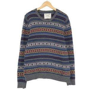 Vintage Abercrombie & Fitch Jumper Sweater Men Striped Cotton Gb8 Size L - Picture 1 of 6