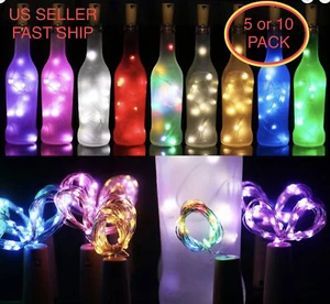 5/ 10pc Wine Bottle Fairy String Lights 20 LED Battery Cork For Party Wedding 2M - Picture 1 of 20
