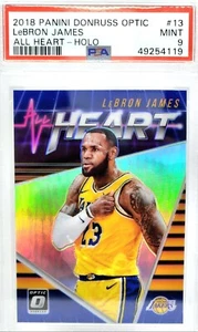 📈 LeBRON JAMES HOLO PRIZM 📈 PSA 9 2018-19 DONRUSS OPTIC ALL HEART 13 SILVER 10 - Picture 1 of 1