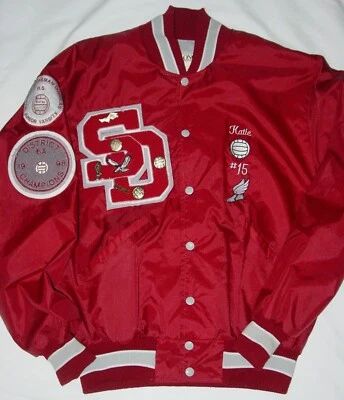 VINTAGE 1990's WOMEN'S MARJORY STONEMAN DOUGLAS H.S. CHENILLE ATHLETIC JACKET - Image 1 of 4