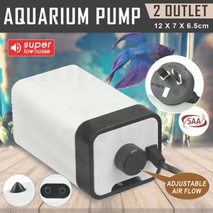 Aqua Aquarium Air Pump Oxygen Fountain Pond Aerator Water Fish Tank 2 Outlet - Picture 1 of 12