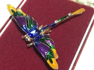 Beautiful Multicoloured Art Nouveau Style Enamel DRAGONFLY BROOCH PIN Jewellery - Picture 1 of 12