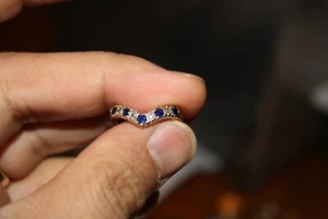 100% Genuine 9k Solid Yellow Gold 0.15cts Sapphire & Diamond Ring Sz 5.25 , J1/2 - Picture 1 of 9
