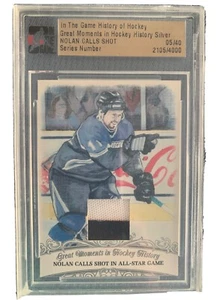 Rare #5 of 40 Printed! Sharks Owen Nolan Calls Shot Jersey card- NHL IN THE GAME - Picture 1 of 4