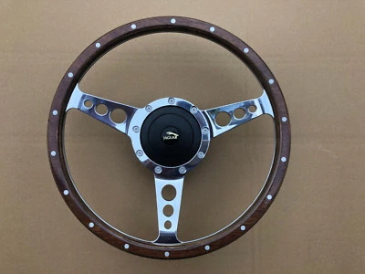 Jaguar 420 XJ6 XJ12 Traditional Classic Alloy & Riveted Wood 13" Steering Wheel - Image 1 of 4