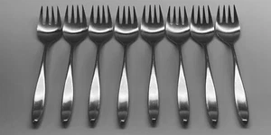 SILVERWARE ~ Lot (8) 6 1/8" ~ Older NORWAY LAUFFER ~ DESIGN 2 Design II Forks - Picture 1 of 7