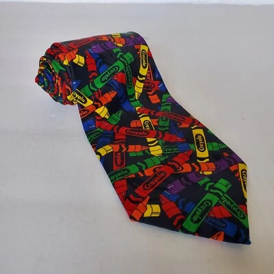 Crayola Vintage 1999 Binney & Smith Hombres Corbata Crayones Arte Maestro Corbata Cuello Foto 1 de 3