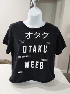 T-shirt Otaku Black Matter Crop taglia XL anime giapponese Lucky Star Weeb maglietta - Foto 1 di 5