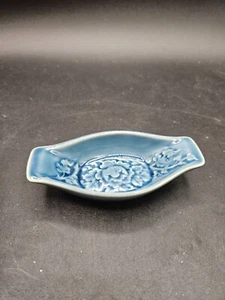 VTG. Ceramic Blue w/.Florals Trinket Dish - Picture 1 of 6